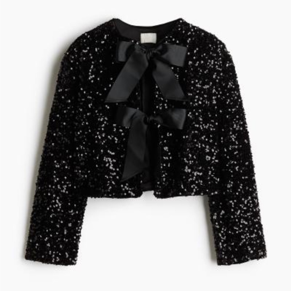 Sequined Bow-Front tie jacket. SOLD
